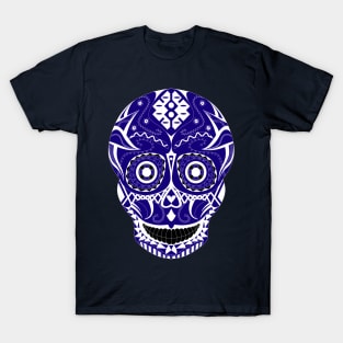 skeleton smile in mexican pattern in dark T-Shirt